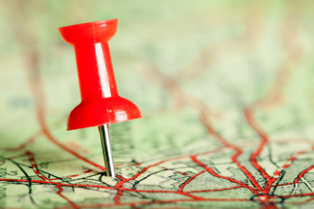 Pushpin on map